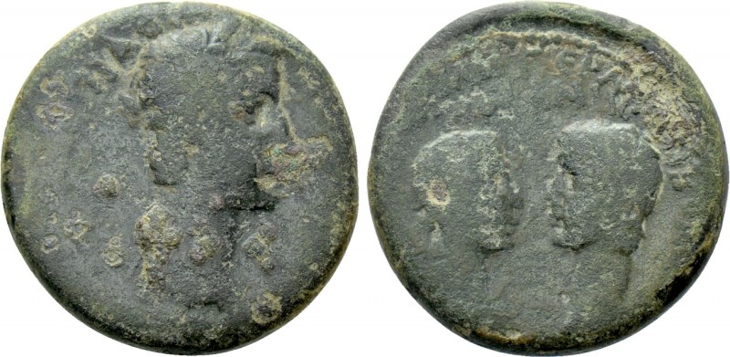 IONIA. Smyrna. Caligula with Germanicus and Agrippina I (37-41). Ae. Aviola, pro...