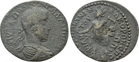 IONIA. Smyrna. Gallienus (253-268). Ae. M. Aur. Philetos Hippikos, strategos. 

Obv: AVT K ΠO ΛIKIN ΓAΛΛIHNOC. 
Laureate, draped and cuirassed bust...