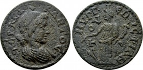 IONIA. Smyrna. Pseudo-autonomous. Time of Valerian I (253-260). Ae. M. Aurelius Philetus Hippicus, strategos. 

Obv: IЄPA CVNKΛHTOC. 
Draped bust o...