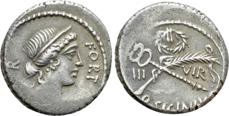 Q. SICINIUS. Denarius (49 BC). Rome. 

Obv: FORT / P R. 
Diademed head of For...