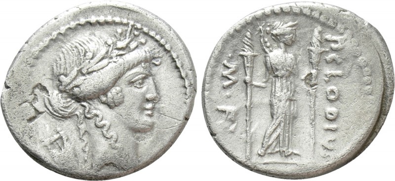 P. CLODIUS M.F. TURRINUS. Denarius (42 BC). Rome. 

Obv: Laureate head of Apol...