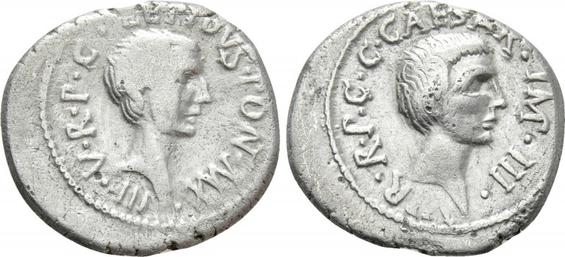 LEPIDUS and OCTAVIAN. Denarius (43 BC). Military mint traveling with Lepidus in ...