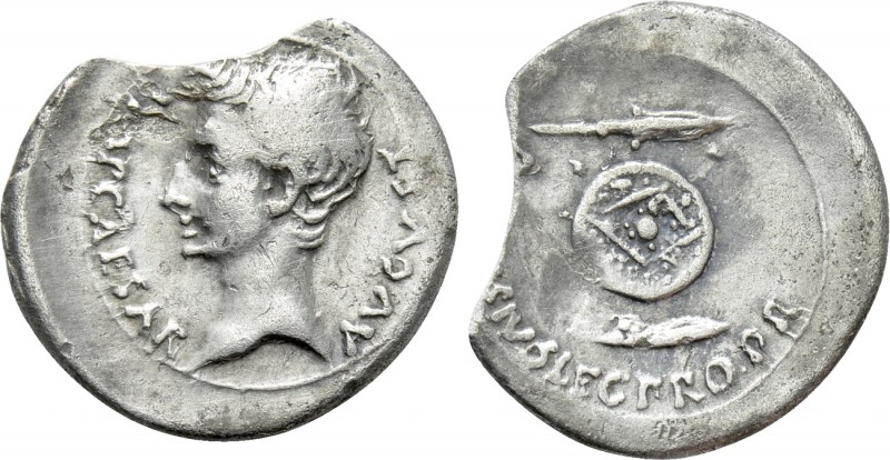 AUGUSTUS (27 BC-14 AD). Denarius. Emerita. P. Carisius, legatus. 

Obv: IMP CA...