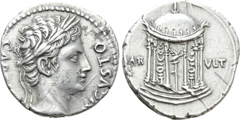 AUGUSTUS (27 BC-AD 14). Denarius. Uncertain mint in Spain, possibly Colonia Patr...