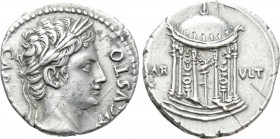 AUGUSTUS (27 BC-AD 14). Denarius. Uncertain mint in Spain, possibly Colonia Patricia. 

Obv: CAESARI AVGVSTO. 
Laureate head right.
Rev: MAR - VLT...