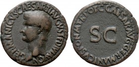GERMANICUS (Died 19). As. Rome. Struck under Caligula. 

Obv: GERMANICVS CAESAR TI AVGVST F DIVI AVG N. 
Bare head left.
Rev: C CAESAR AVG GERMANI...