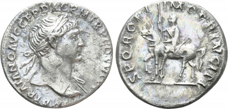 TRAJAN (98-117). Denarius. Rome. 

Obv: IMP TRAIANO AVG GER DAC P M TR P COS V...