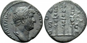 HADRIAN (117-138). Semis. Rome. 

Obv: HADRIANVS AVGVSTVS. 
Laureate head right.
Rev: COS III / S - C. 
Legionary eagle between two standards.
...