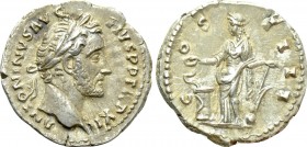 ANTONINUS PIUS (138-161). Denarius. Rome. 

Obv: ANTONINVS AVG PIVS P P TR P XII. 
Laureate head right.
Rev: COS IIII. 
Salus standing left, feed...