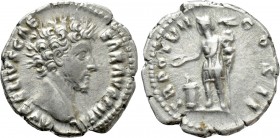 MARCUS AURELIUS (Caesar, 139-161). Denarius. Rome. 

Obv: AVRELIVS CAESAR AVG PII FIL. 
Bare head right.
Rev: T R POT VII COS II. 
Genius Exercit...