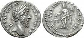 LUCIUS VERUS (161-169). Denarius. Rome. 

Obv: L VERVS AVG ARM PARTH MAX. 
Laureate head right.
Rev: TR P VII IMP IIII COS III. 
Aequitas standin...