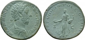 COMMODUS (177-192). Sestertius. Rome. 

Obv: M COMMODVS ANTONINVS AVG PIVS. 
Laureate, draped and cuirassed bust right.
Rev: P M TR P VIIII IMP VI...