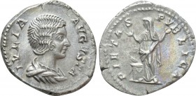 JULIA DOMNA (Augusta, 193-217). Denarius. Rome. 

Obv: IVLIA AVGVSTA. 
Draped bust right.
Rev: PIETAS PVBLICA. 
Pietas standing left, orans; ligh...