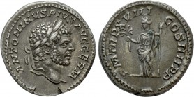 CARACALLA (198-217). Denarius. Rome. 

Obv: ANTONINVS PIVS AVG GERM. 
Laureate head right.
Rev: P M TR P XVIII COS IIII P P. 
Pax standing left, ...