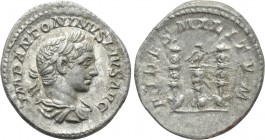 ELAGABALUS (218-222). Denarius. Rome. 

Obv: IMP ANTONINVS PIVS AVG. 
Laureate and draped bust right.
Rev: FIDES MILITVM. 
Aquila (legionary eagl...