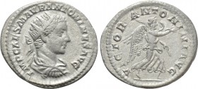 ELAGABALUS (218-222). Antoninianus. Rome. 

Obv: IMP CAES M AVR ANTONINVS AVG. 
Radiate, draped and cuirassed bust right.
Rev: VICTOR ANTONINI AVG...