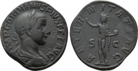 GORDIAN III (238-244). Sestertius. Rome. 

Obv: IMP GORDIANVS PIVS FEL AVG. 
Laureate, draped and cuirassed bust right.
Rev: AETERNITATI AVG / S -...