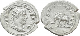 PHILIP I 'THE ARAB' (244–249). Antoninianus. Rome. 

Obv: IMP PHILIPPVS AVG. 
Radiate and draped bust right.
Rev: AETERNITAS AVGG. 
Elephant walk...