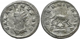 GALLIENUS (253-268). Antoninianus. Antioch. 

Obv: GALLIENVS AVG. 
Radiate, draped and cuirassed bust left.
Rev: AETERNITAS AVG. 
She wolf standi...