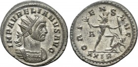AURELIAN (270-275). Antoninianus. Rome. 

Obv: IMP AVRELIANVS AVG. 
Radiate and cuirassed bust right.
Rev: ORIENS AVG / A / - / XXIR. 
Sol, holdi...