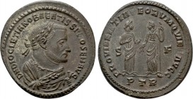 DIOCLETIAN (284-305). Follis. Treveri. 

Obv: D N DIOCLETIANO BAEATISSIMO SEN AVG. 
Laureate and mantled bust right, holding olive branch and mappa...