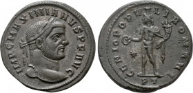MAXIMIANUS HERCULIUS (286-305). Follis. Ticinum. 

Obv: IMP C MAXIMIANVS P F AVG. 
Laureate head right.
Rev: GENIO POPVLI ROMANI / * / PT . 
Geni...