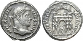 MAXIMIANUS HERCULIUS (First reign, 286-305). Argenteus. Siscia. 

Obv: MAXIMIANVS AVG. 
Laureate head right.
Rev: VICTORIA SARMAT. 
The tetrarchs...