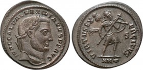 GALERIUS MAXIMIANUS (305-311). Follis. Antioch.

Obv: IMP C GAL VAL MAXIMIANVS P F AVG.
Laureate head right.
Rev: VIRTVS EXERCITVS / S / ANT.
Vir...