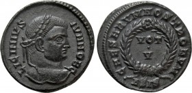 LICINIUS II (Caesar, 317-324). Follis. Siscia. 

Obv: LICINIVS IVN NOB C. 
Laureate head right.
Rev: CAESARVM NOSTRORVM / ΔSIS. 
VOT / V in two l...