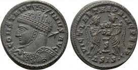 CONSTANTINE I THE GREAT (307/10-337). Follis. Siscia. 

Obv: CONSTANTINVS AVG. 
Helmeted and cuirassed bust left, holding spear and shield.
Rev: V...