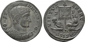CONSTANTINE I THE GREAT (307/310-337). Follis. Siscia. 

Obv: CONSTANTINVS AVG. 
Helmeted and cuirassed bust right.
Rev: VIRTVS EXERCIT / S-F/ HL ...