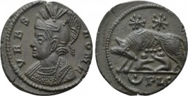 CONSTANTINE I THE GREAT (306-337). Commemorative Series. Follis. Lugdunum. 

Obv: VRBS ROMA. 
Helmeted and mantled bust of Roma left.
Rev: (pellet...