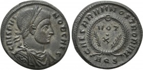 CRISPUS (Caesar, 316-326). Follis. Aquileia. 

Obv: CRISPUS NOB CAES. 
Laureate, draped and cuirassed bust right.
Rev: CAESARVM NOSTRORVM / AQS. ...