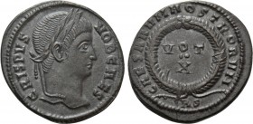 CRISPUS (Caesar, 316-326). Follis. Rome. 

Obv: CRISPVS NOB CAES. 
Laureate head right.
Rev: CAESARVM NOSTRORVM / RS. 
VOT / X in two lines withi...