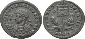 CONSTANTINE II (Caesar, 316-337). Follis. Siscia.

Obv: CONSTANTINVS IVN NOB C.
Laureate, draped and cuirassed bust left, holding Victory on globe....