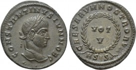 CONSTANTINE II (Caesar, 316-337). Follis. Siscia. 

Obv: CONSTANTINVS IVN NOB C. 
Laureate head right.
Rev: CAESARVM NOSTRORVM / ASIS (star). 
VO...