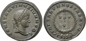 CONSTANTINE II (Caesar, 316-337). Follis. Siscia. 

Obv: CONSTANTINVS IVN NOB C. 
Laureate head right.
Rev: CAESARVM NOSTRORVM / ΓSIS (star). 
VO...