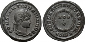 CONSTANTINE II (Caesar, 316-337). Follis. Siscia. 

Obv: CONSTANTINVS IVN NOB C. 
Laureate head right.
Rev: CAESARVM NOSTRORVM / ESIS (star). 
VO...