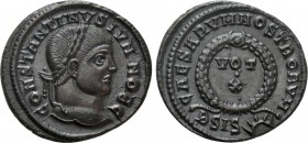 CONSTANTINE II (Caesar, 316-337). Follis. Siscia. 

Obv: CONSTANTINVS IVN NOB C. 
Laureate head right.
Rev: CAESARVM NOSTRORVM / BSIS (sun). 
VOT...