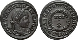CONSTANTINE II (Caesar, 316-337). Follis. Siscia. 

Obv: CONSTANTINVS IVN NOB C. 
Laureate head right.
Rev: CAESARVM NOSTRORVM / ESIS (sun). 
VOT...
