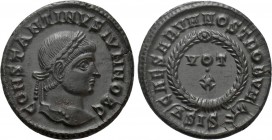 CONSTANTINE II (Caesar, 316-337). Follis. Siscia. 

Obv: CONSTANTINVS IVN NOB C. 
Laureate head right.
Rev: CAESARVM NOSTRORVM / ΔSIS (sun). 
VOT...