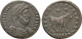 JULIAN II APOSTATA (360-363). Double Maiorina. Nicomedia. 

Obv: DN FL CL IVLIANVS PF AVG. 
Diademed, draped and cuirassed bust right.
Rev: SECVRI...