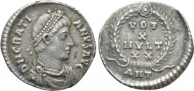 GRATIAN (367-383). Siliqua. Antioch. 

Obv: D N GRATIANVS AVG / ANT. 
Diademed, draped and cuirassed bust right.
Rev: VOT / X / MVLT / XX. 
Legen...