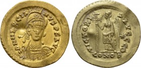 MARCIAN (450-457). GOLD Solidus. Constantinople. 

Obv: D N MARCIANVS P F AVG. 
Diademed, helmeted and cuirassed bust facing slightly right, holdin...