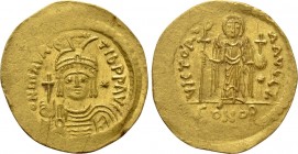 MAURICE TIBERIUS (582-602). GOLD Solidus. Constantinople. Light weight issue of 23 siliqua. 

Obv: δ N MAVRC TIЬ P P AVG. 
Draped and cuirassed fac...