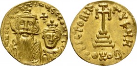 CONSTANS II with CONSTANTINE IV (641-668). GOLD Solidus. Constantinople. 

Obv: δ N CONSTATINЧS C COИST A. 
Crowned and draped facing busts of Cons...