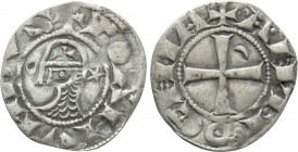 CRUSADERS. Antioch. Bohémond III (1163-1201). BI Denier. 

Obv: + BOANVNDVS. 
Helmeted head left, wearing chain mail; crescent to left, star to rig...