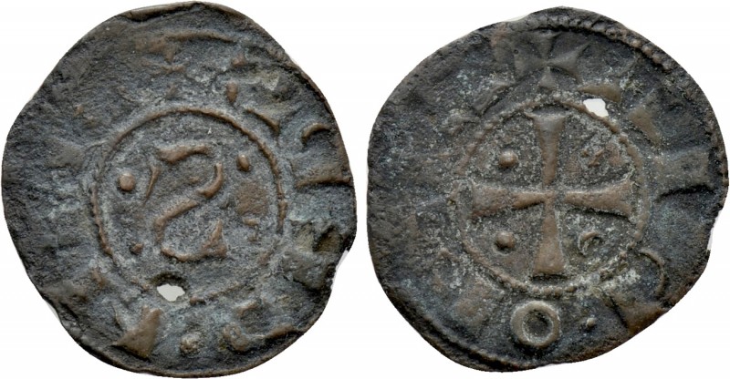CRUSADERS. Antioch. Anonymous (13th century). Ae Fractional Denier. 

Obv: + P...