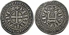 FRANCE. Philip III (1270-1285) or Philip IV (1285-1314). Gros Tournois. 

Obv: + PhIL’IPPVS REX. 
Cross pattée.
Rev: TVRONVS CIVIS. 
Castle withi...