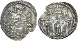 SERBIA. Stefan Uroš IV Dušan with Elena (1331-1355). Dinar. 

Obv: Christ Pantokrator seated facing on throne.
Rev: CΦ - ZP. 
Stefan and Elena sta...